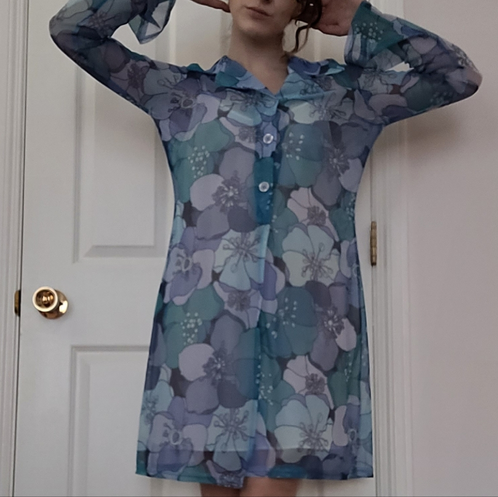 retro sheer printed dress